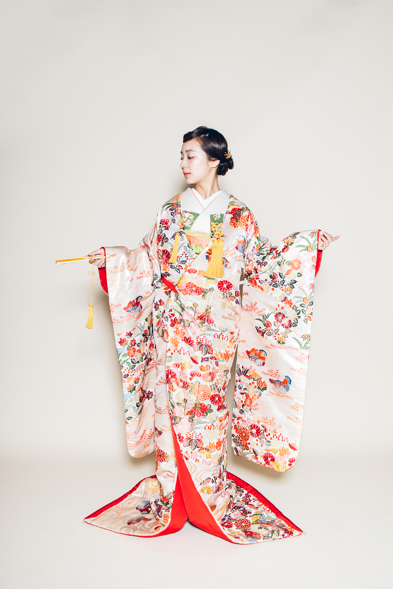 レンタル色打掛】唐織桃花色鴛鴦｜CUCURU